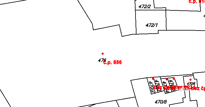 Pelhřimov 856 na parcele st. 476 v KÚ Pelhřimov, Katastrální mapa