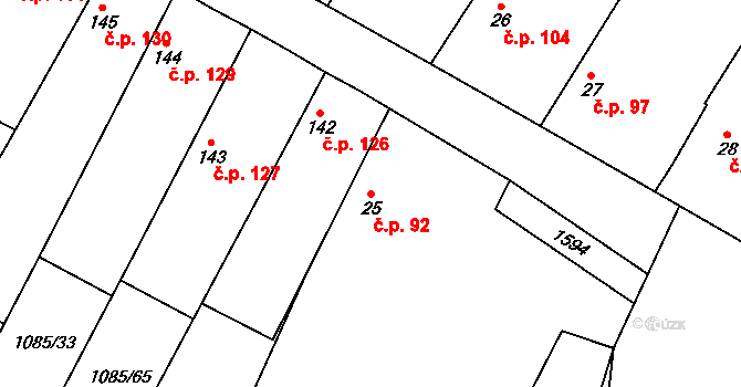 Čečelice 92 na parcele st. 25 v KÚ Čečelice, Katastrální mapa