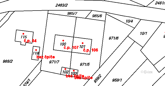 Matějovec 106, Český Rudolec na parcele st. 101 v KÚ Matějovec, Katastrální mapa