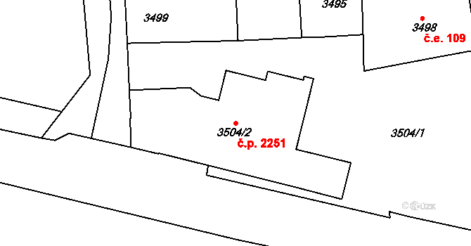 Žižkov 2251, Praha na parcele st. 3504/2 v KÚ Žižkov, Katastrální mapa