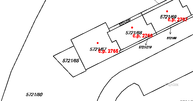 Záběhlice 2765, Praha na parcele st. 5721/67 v KÚ Záběhlice, Katastrální mapa