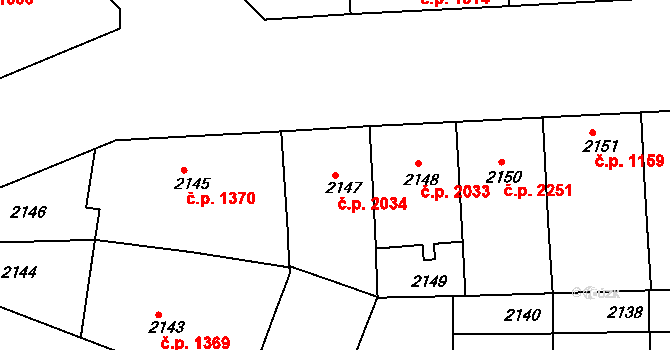 Smíchov 2034, Praha na parcele st. 2147 v KÚ Smíchov, Katastrální mapa