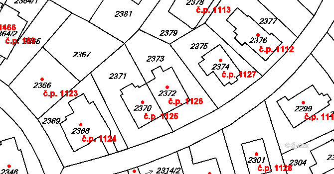 Vršovice 1126, Praha na parcele st. 2372 v KÚ Vršovice, Katastrální mapa