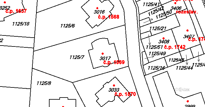 Dobříš 1569 na parcele st. 3017 v KÚ Dobříš, Katastrální mapa