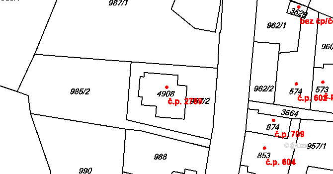 Dvůr Králové nad Labem 2789 na parcele st. 4908 v KÚ Dvůr Králové nad Labem, Katastrální mapa