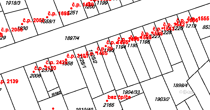 Hodonín 1495 na parcele st. 1193 v KÚ Hodonín, Katastrální mapa