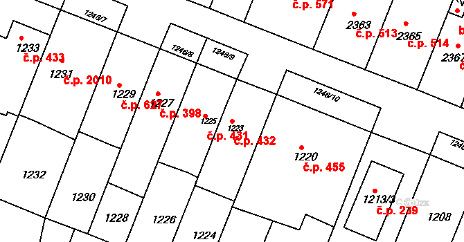 Kuřim 432 na parcele st. 1223 v KÚ Kuřim, Katastrální mapa