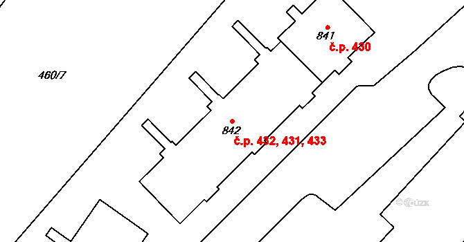 Rokytnice 431,432,433, Vsetín na parcele st. 842 v KÚ Rokytnice u Vsetína, Katastrální mapa
