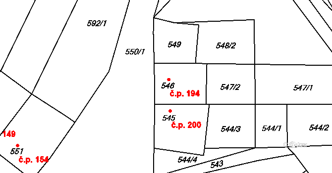 Nová Ves 194 na parcele st. 546 v KÚ Nová Ves u Oslavan, Katastrální mapa