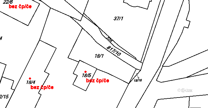 Jehnice 225, Brno na parcele st. 18/1 v KÚ Jehnice, Katastrální mapa
