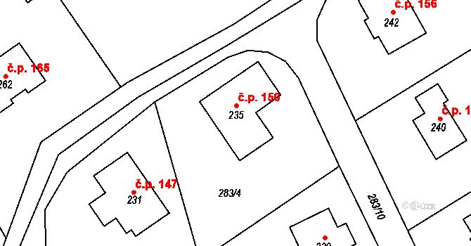 Jeníkov 150 na parcele st. 235 v KÚ Jeníkov u Hlinska, Katastrální mapa