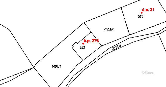 Rokytnice 276, Vsetín na parcele st. 453 v KÚ Rokytnice u Vsetína, Katastrální mapa