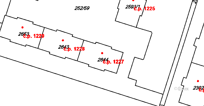 Přeštice 1227 na parcele st. 2644 v KÚ Přeštice, Katastrální mapa
