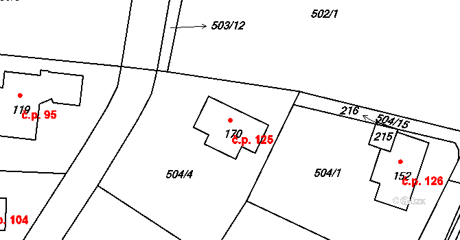 Chýnice 125 na parcele st. 170 v KÚ Chýnice, Katastrální mapa
