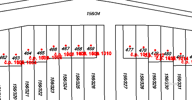 Velké Přílepy 1010 na parcele st. 469 v KÚ Velké Přílepy, Katastrální mapa
