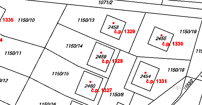 Třebechovice pod Orebem 1328 na parcele st. 2459 v KÚ Třebechovice pod Orebem, Katastrální mapa