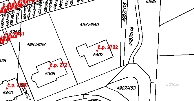 Louny 2722 na parcele st. 5402 v KÚ Louny, Katastrální mapa