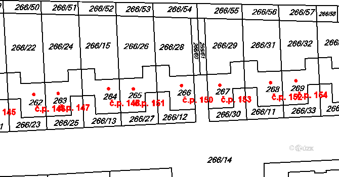 Rostěnice 150, Rostěnice-Zvonovice na parcele st. 266 v KÚ Rostěnice, Katastrální mapa