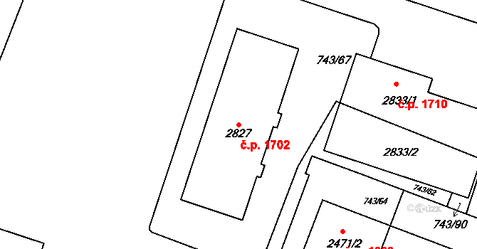 Kateřinky 1702, Opava na parcele st. 2827 v KÚ Kateřinky u Opavy, Katastrální mapa