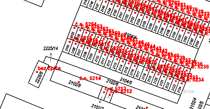 Kadaň 5221 na parcele st. 2111 v KÚ Kadaň, Katastrální mapa