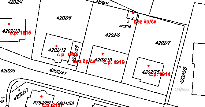 Předměstí 1919, Litoměřice na parcele st. 4202/10 v KÚ Litoměřice, Katastrální mapa