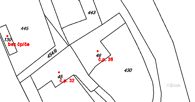 Kateřina 36, Skalná na parcele st. 46 v KÚ Vonšov, Katastrální mapa