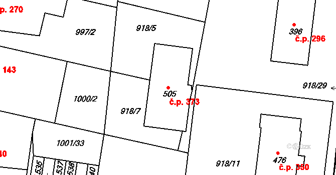 Sepekov 373 na parcele st. 505 v KÚ Sepekov, Katastrální mapa