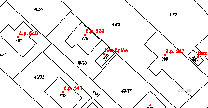 Ronov nad Doubravou 38040921 na parcele st. 779 v KÚ Ronov nad Doubravou, Katastrální mapa