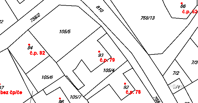 Milíkov 79 na parcele st. 93 v KÚ Milíkov u Mariánských Lázní, Katastrální mapa
