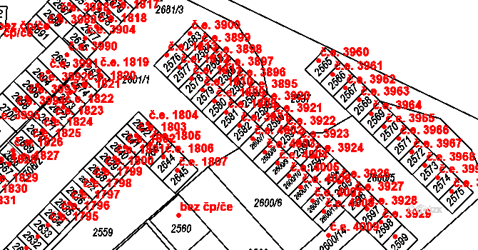 Město 3931, Havířov na parcele st. 2582 v KÚ Havířov-město, Katastrální mapa