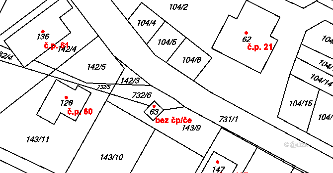 Chotoviny 40918921 na parcele st. 63 v KÚ Jeníčkova Lhota, Katastrální mapa