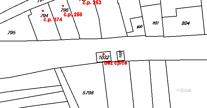 Otnice 41262921 na parcele st. 1032 v KÚ Otnice, Katastrální mapa