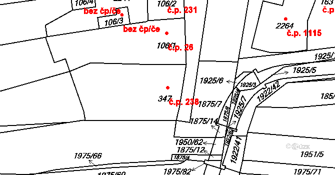 Malenovice 238, Zlín na parcele st. 347 v KÚ Malenovice u Zlína, Katastrální mapa