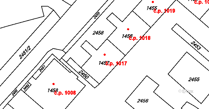 Kateřinky 1017, Opava na parcele st. 1457 v KÚ Kateřinky u Opavy, Katastrální mapa