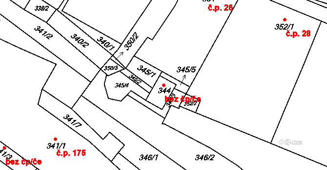 Moravský Krumlov 44618921 na parcele st. 344 v KÚ Moravský Krumlov, Katastrální mapa