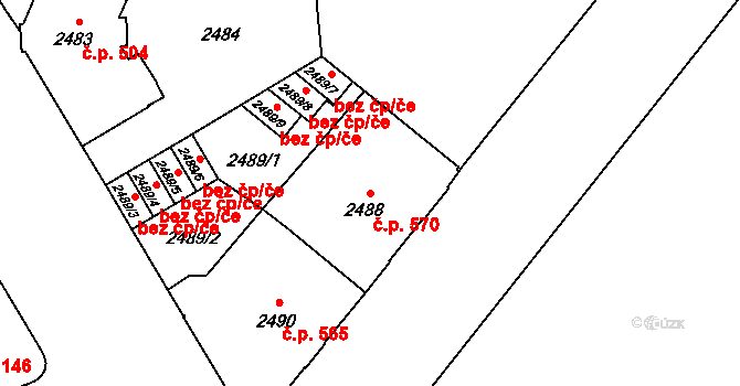 Předměstí 570, Opava na parcele st. 2488 v KÚ Opava-Předměstí, Katastrální mapa