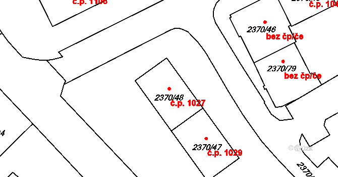 Předměstí 1027, Opava na parcele st. 2370/48 v KÚ Opava-Předměstí, Katastrální mapa