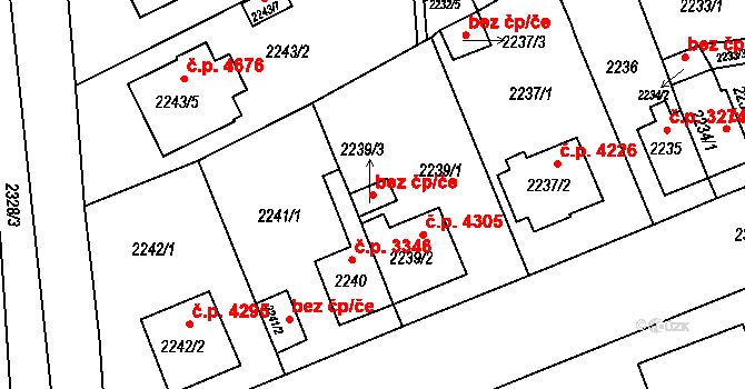 Chomutov 45061921 na parcele st. 2239/3 v KÚ Chomutov II, Katastrální mapa