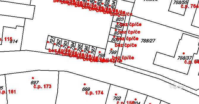 Proboštov 45110921 na parcele st. 798 v KÚ Proboštov u Teplic, Katastrální mapa