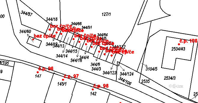 Milovice 46641921 na parcele st. 344/6 v KÚ Milovice u Mikulova, Katastrální mapa