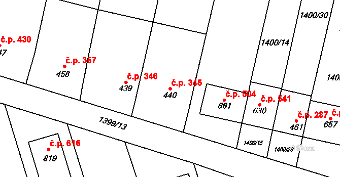Březolupy 345 na parcele st. 440 v KÚ Březolupy, Katastrální mapa