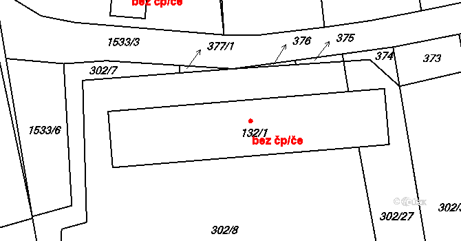 Mlečice 47245921 na parcele st. 132/1 v KÚ Mlečice, Katastrální mapa