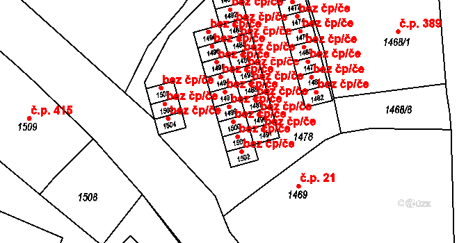 Hodkovice nad Mohelkou 47297921 na parcele st. 1500 v KÚ Hodkovice nad Mohelkou, Katastrální mapa