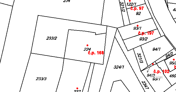 Suchá Loz 168 na parcele st. 224 v KÚ Suchá Loz, Katastrální mapa