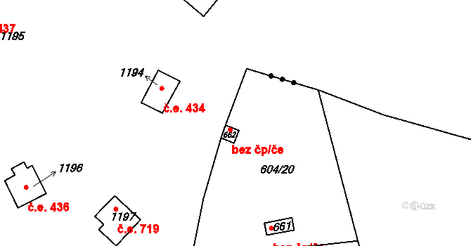 Vranov nad Dyjí 47497921 na parcele st. 662 v KÚ Vranov nad Dyjí, Katastrální mapa