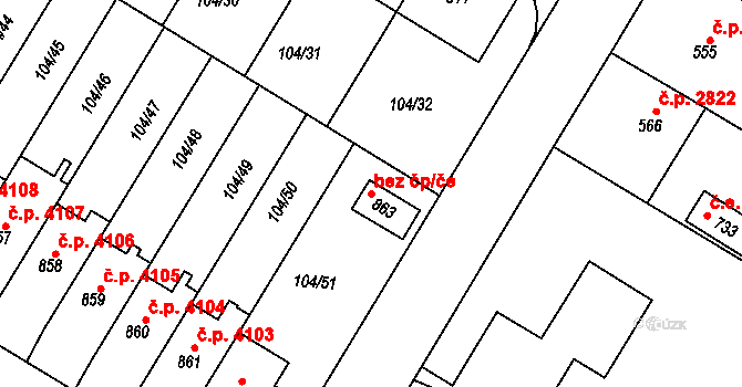 Jihlava 47717921 na parcele st. 863 v KÚ Bedřichov u Jihlavy, Katastrální mapa