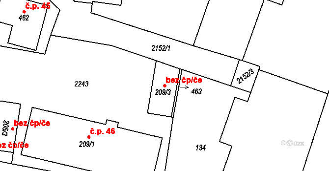Chotusice 48443921 na parcele st. 209/3 v KÚ Chotusice, Katastrální mapa