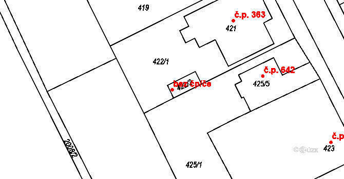 Lázně Bohdaneč 48591921 na parcele st. 422/2 v KÚ Lázně Bohdaneč, Katastrální mapa