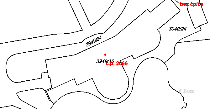 Fryštát 2066, Karviná na parcele st. 3949/16 v KÚ Karviná-město, Katastrální mapa