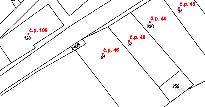 Konětopy 46 na parcele st. 61 v KÚ Konětopy, Katastrální mapa